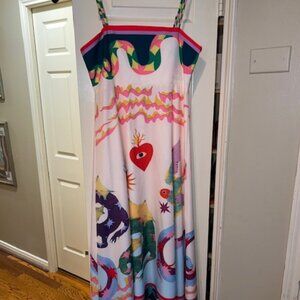Gorgeous Multi-Colored Alemais Look-Alike Dress, Vintage in Size M, Fitted Bust